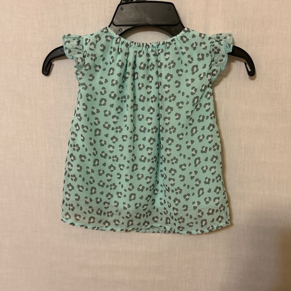 Healthtex Blue and Gray Blouse with Ruffle Sleeves and animal print detail - Picture 4 of 6